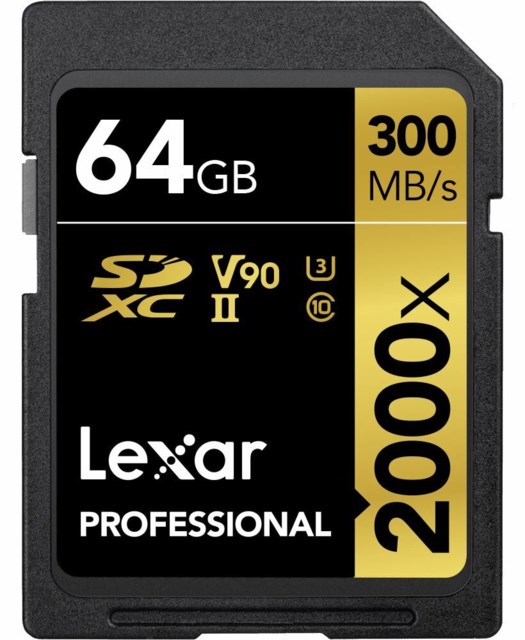 Lexar SDXC 64GB 300MB/s 2000x V90 Class 10 UHS-II Professional