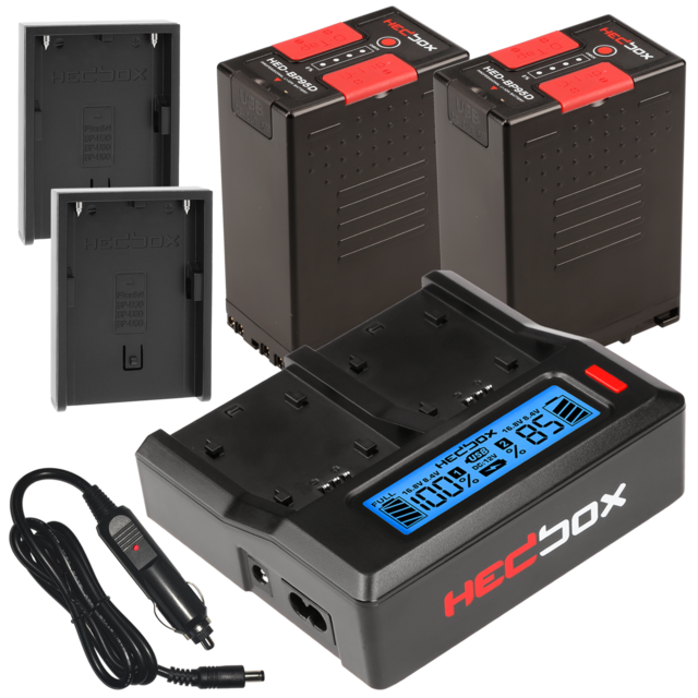 Hedbox BP95D BP-U Dual Charger Kit with two batteries