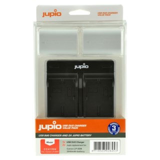 Jupio LP-E6N Ultra 2040mAh 2-pack + dubbel USB lader, Canon Verdipakke