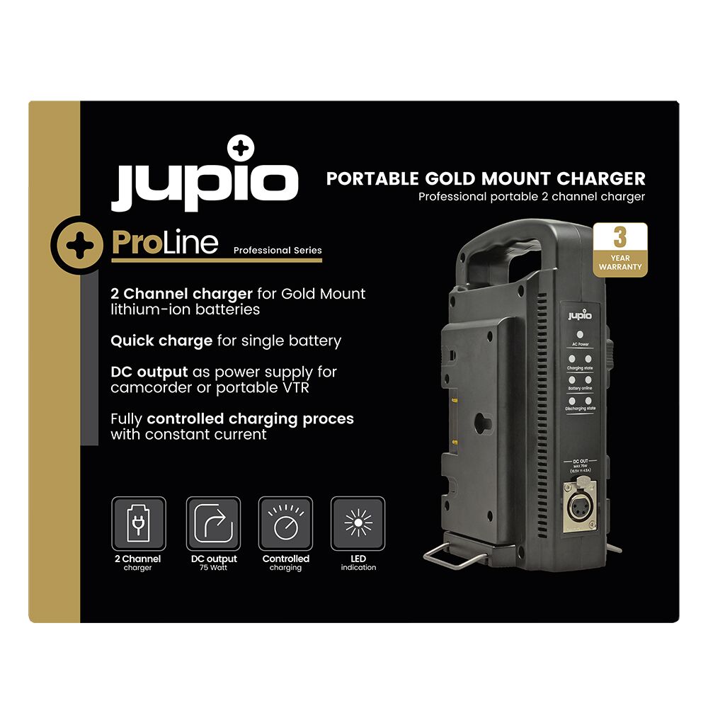 Jupio Portable Gold mount 2 channel charger Portable opptakere | Scandinavianphoto.no