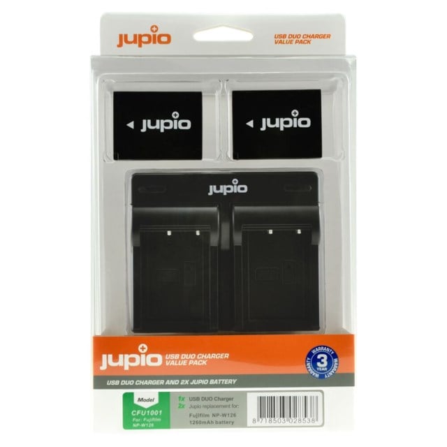 Jupio NP-W126S 1260mAh 2-Pack + USB Dual Charger Fuji Film Batteri