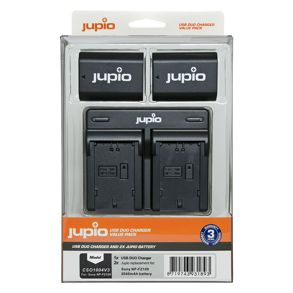 Jupio NP-FZ100 V3 2040mAh 2-pack + USB Dual Charger Sony | Scandinavian Photo Jupio NP-FZ100 V3 2040mAh 2-pack + USB Dual Charger Sony | Scandinavian Photo
