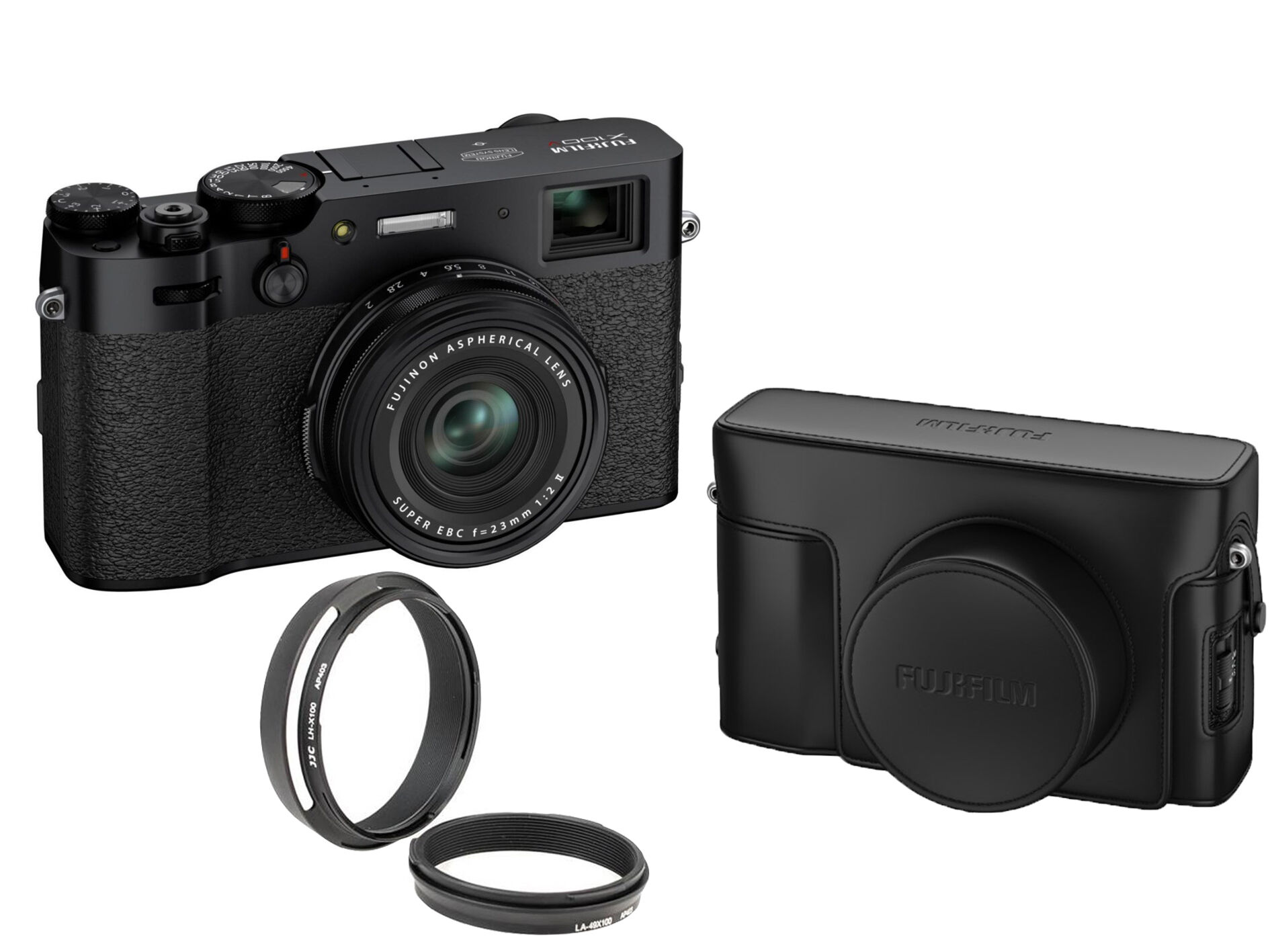 Fujifilm X100V Svart + Veske LC X100V Svart skinn + Fujifilm LC X100V Black Veske til Fujifilm X100V Foto.no