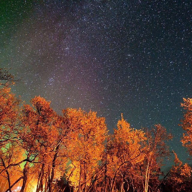 Foto: Patrick Cole. Måla förgrunden med en lampa vid astrofotografering.