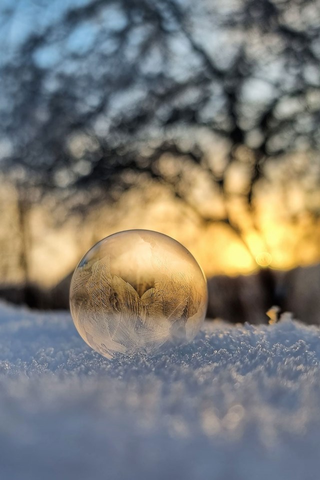 Å fryse såpebobler og ta bilder er gøy