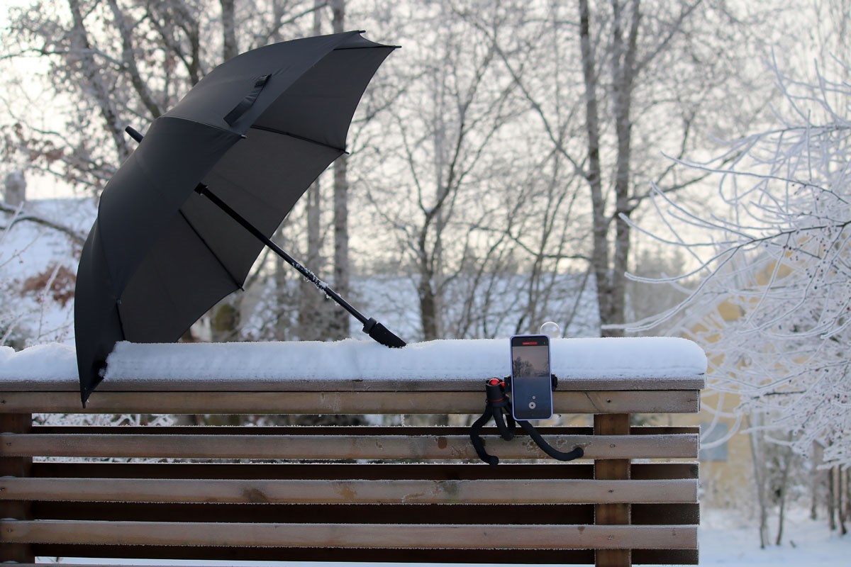 Behind the scene ved fotografering av frossen såpeboble