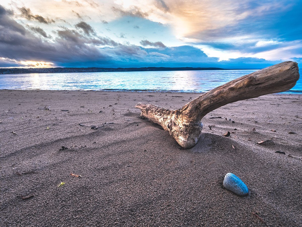Naturfoto i stormvær over Vätternstranden