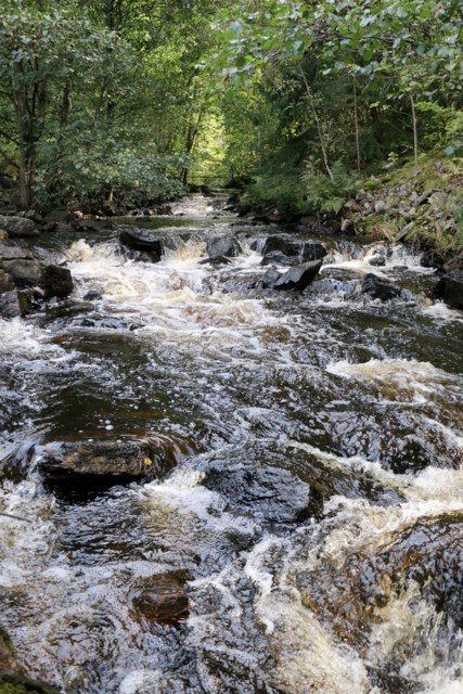 Vattenfall fotograferat med snabb slutare, 1/500