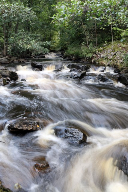 Foss fotografert med langsom lukkerhastighet, 1/2 sek