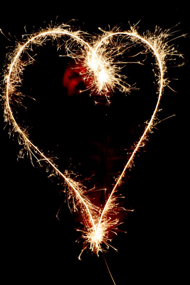 Bilde av et stjerneskuddshjerte, tatt med langsom lukkerhastighet, 4 sekunder